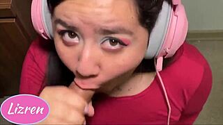 Chilean Gamer Girl Swallows Thick Cock Deep in Oral Frenzy