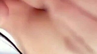 whoa this brunette's HUGE tits while she moans fingering her wet pussy 😍💦