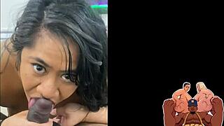 Polynesian bbw deepthroats bbc backstage then rides fat monster cock