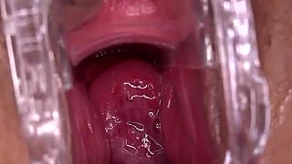 Shaved amateur slut pussy squirts hard from horny fucking and wet orgasms galore