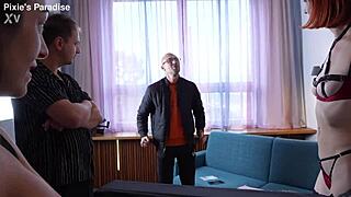 Pixie Pink Maya take double anal fisting squirt in domination orgy?