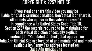 Julia Ann and sexy partner share wet lesbian kisses at party