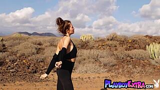 Taya Vais skinny Russian brunette poses nude in desert