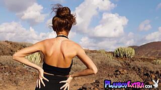 Taya Vais skinny Russian brunette poses nude in desert