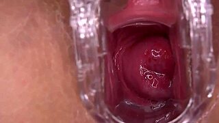 Shaved amateur slut pussy squirts hard from horny fucking and wet orgasms galore