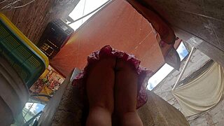 Naughty brother films Latina campesina's upskirt ass before fetish anal!