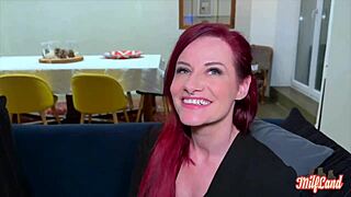 Can this sexy redhead french milf's big tits and ass take endless anal pounding in lingerie?