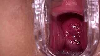 Shaved amateur slut pussy squirts hard from horny fucking and wet orgasms galore