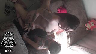 young couple's intense raw fuck on security cam