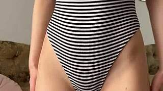 maiskii rips clothes and fucks her tight shaved holes with dildo first pussy then ass