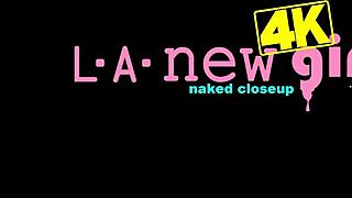 brunette babe poses sexy on sofa for casting interview showing petite curves