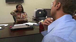 black babe candice nicole with huge boobs slurps white cock then rides it hard