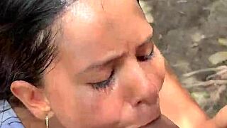 Crazy colombian student housewife sucks cock outside dorm with roommate watching