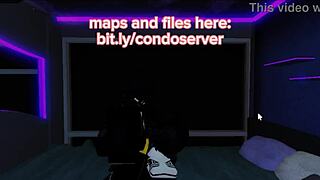 Roblox slut gags on rough deepthroat cock until cumshot blast