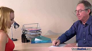 Cute Blonde Rebecca's Petite Tits Bounce as Old Teacher Fucks Her Hard! Nasty Math Lesson Turns Dirty