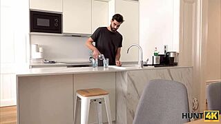 dude pays big to fuck buddy's shaved gf on desk 😈💦