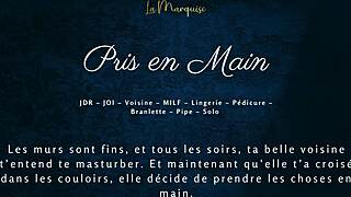 She grabs him firmly then the French milf neighbor turns audio porn into steamy neighbor hookup