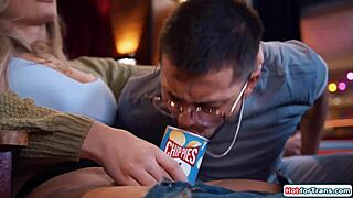 damn these two big tit shemales devour trans guy's pussy in cinema 😩🍑👅