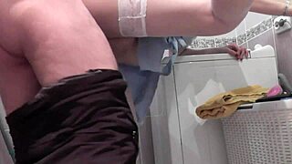 Treason Wife Gets Neighbor's Doggy Creampie in Shower While Hubby Away Close-Up Pussy Fill