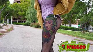 lady medusa's skinny pierced ass gets fucked deep by huge black cock in missionary and cowgirl