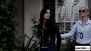 dominant cop gets her ass rimmed hard by the submissive lesbian captive