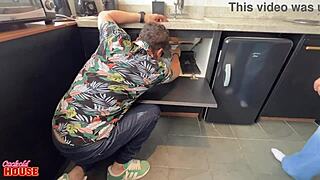 corno hubby hires plumbers to stuff wife's holes with cock 😈🔧💦