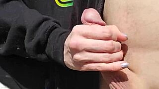 Skinny Blonde Wife Gets Outdoor Reach-Around Fingering and Juicy Wet Pussy Play by Husband