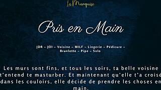 She grabs him firmly then the French milf neighbor turns audio porn into steamy neighbor hookup