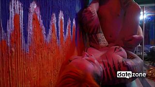 tattooed girlfriend babe delivers deepthroat blowjob then homemade anal doggystyle bent over desk bedroom face fucking