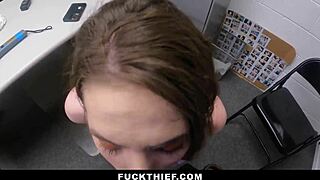 mall cop strips and fucks thief in back office