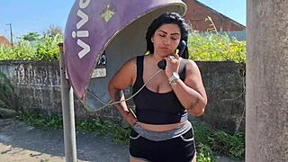 after creampie she bathes naked in the yard for neighbors to watch