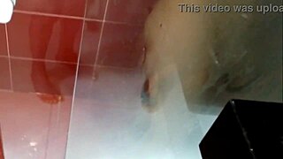 Hey, check these huge natural tits under the shower, milf nipples dripping wet.