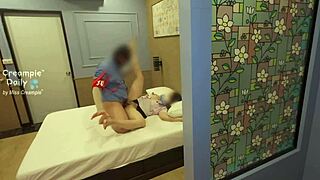 chubby college asian student in miniskirt gets ripped clothes creampie by horny guard