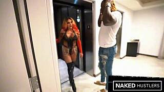 thick stacked ebony redhead ms redx slams monster cock deep and hard