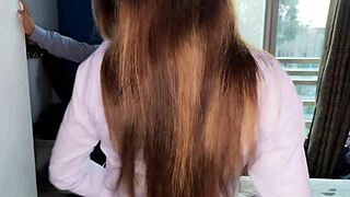 damn tailor measures my peruvian ass but ends up testing my teen pussy depth with his cock and creampie!