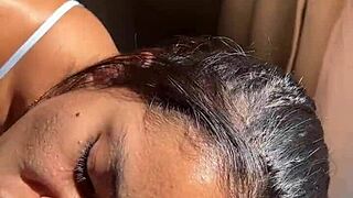 dreamy brunette nysdel drops to knees for raw amateur blowjob with her man