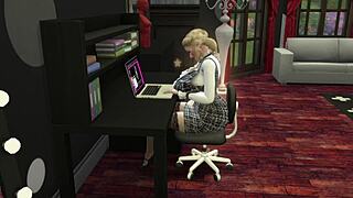 in sims 4, mortimer and bella goth team up to fuck cute teen 18+ in hot 3some