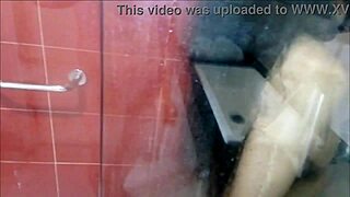 Hey, check these huge natural tits under the shower, milf nipples dripping wet.