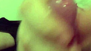 Chubby wife jerks hairy pussy POV handjob slow motion