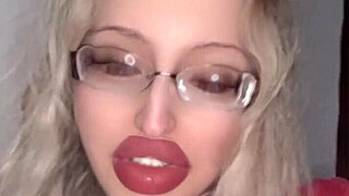 HUGE RUSSIAN LIPSTICK FETISH GLASSES SLUT GOES WILD!