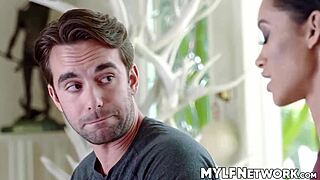 Gia Vendetti's curvy body tempts the stud into her cheating affair right at the door