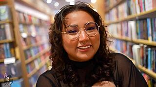 peachie garcia plays slutty librarian riding gibby the clown's cock