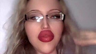 HUGE RUSSIAN LIPSTICK FETISH GLASSES SLUT GOES WILD!