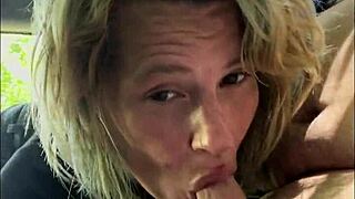 streetwalker spits bbbj cum back on dick then deepthroats public outdoor whore