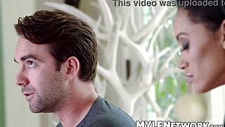 Gia Vendetti's curvy body tempts the stud into her cheating affair right at the door