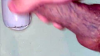 Tattooed cuck vacuums big dick with bottle suction