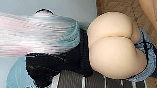 Stepdaughter lifts jeans shows virgin ass takes huge cock anal