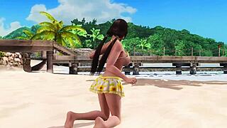 check out this topless big tits ass tease on beach closeup