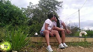 she drops for public park blowjob on that big latina ass outdoors