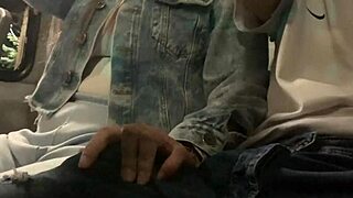 brazilian dude flashes huge cock on public bus and horny blonde slut grabs it for handjob blowjob